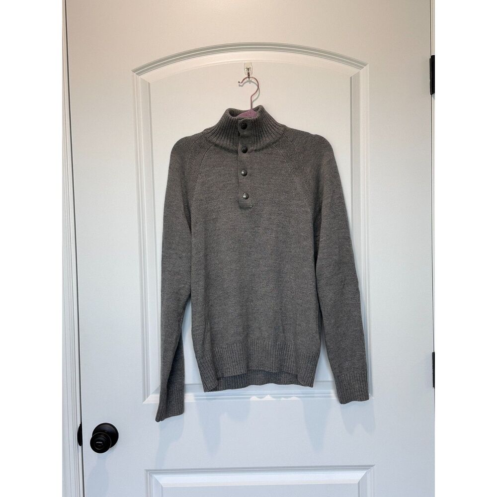 Banana Republic Pierro Mock Neck Button Sweater Gray Size Small
